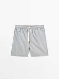 Striped seersucker swimming trunks