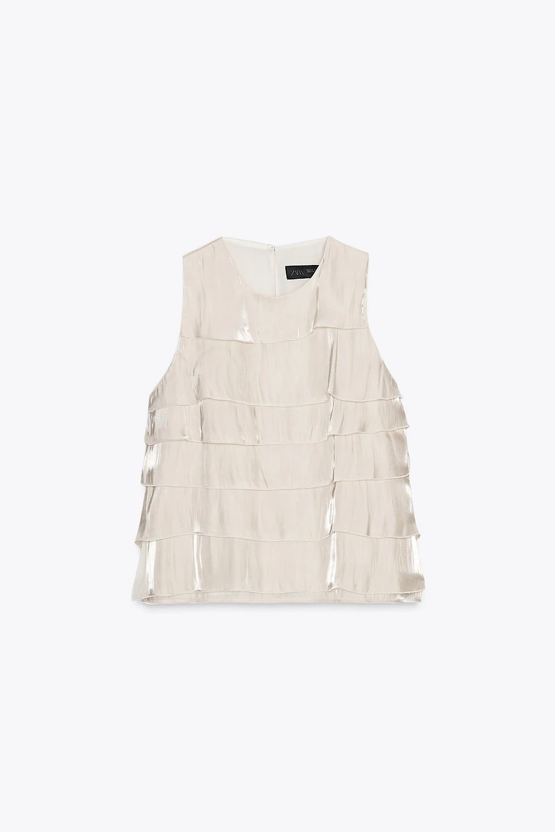 SPARKLY EFFECT RUFFLED TOP