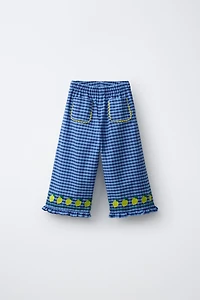 JUPE-CULOTTE À CARREAUX VICHY ET CITRONS BRODÉS CASA LAWA X ZARA KIDS