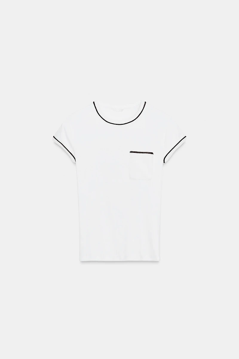 T-SHIRT WITH METALLIC THREAD TRIM