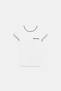 T-SHIRT WITH METALLIC THREAD TRIM