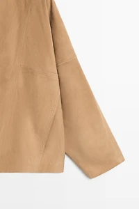 Double-breasted suede jacket
