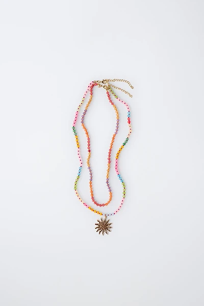 PACK OF TWO BEADED SUN NECKLACES