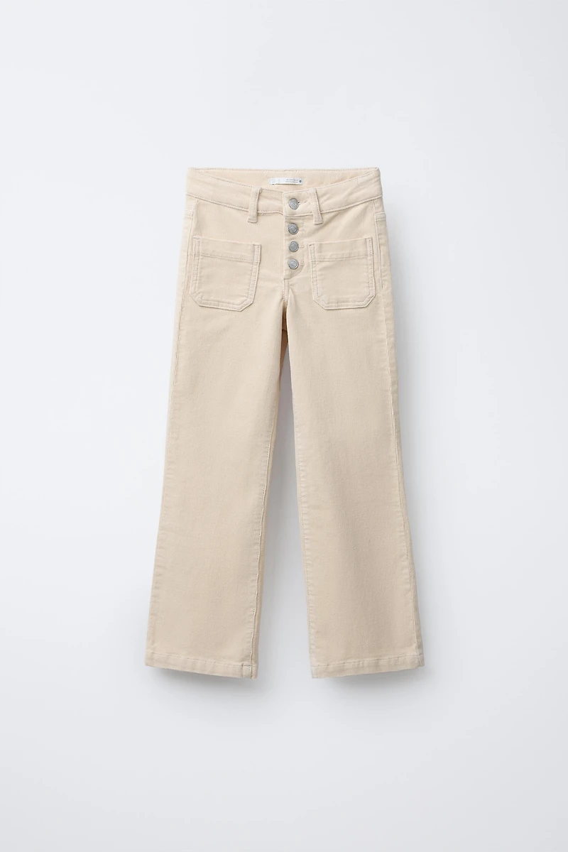 PANTALON DROIT EN VELOURS CÔTELÉ AVEC POCHES