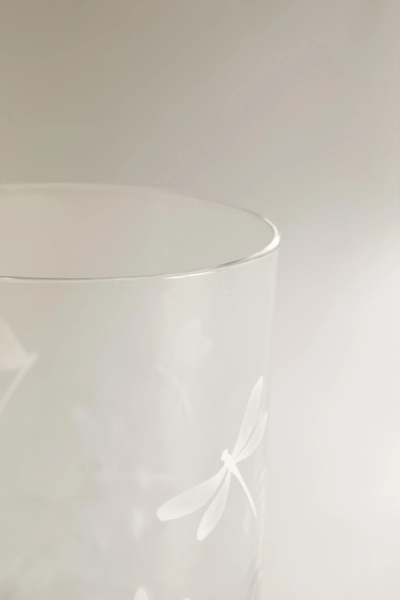 VERRE MOTIF LIBELLULE