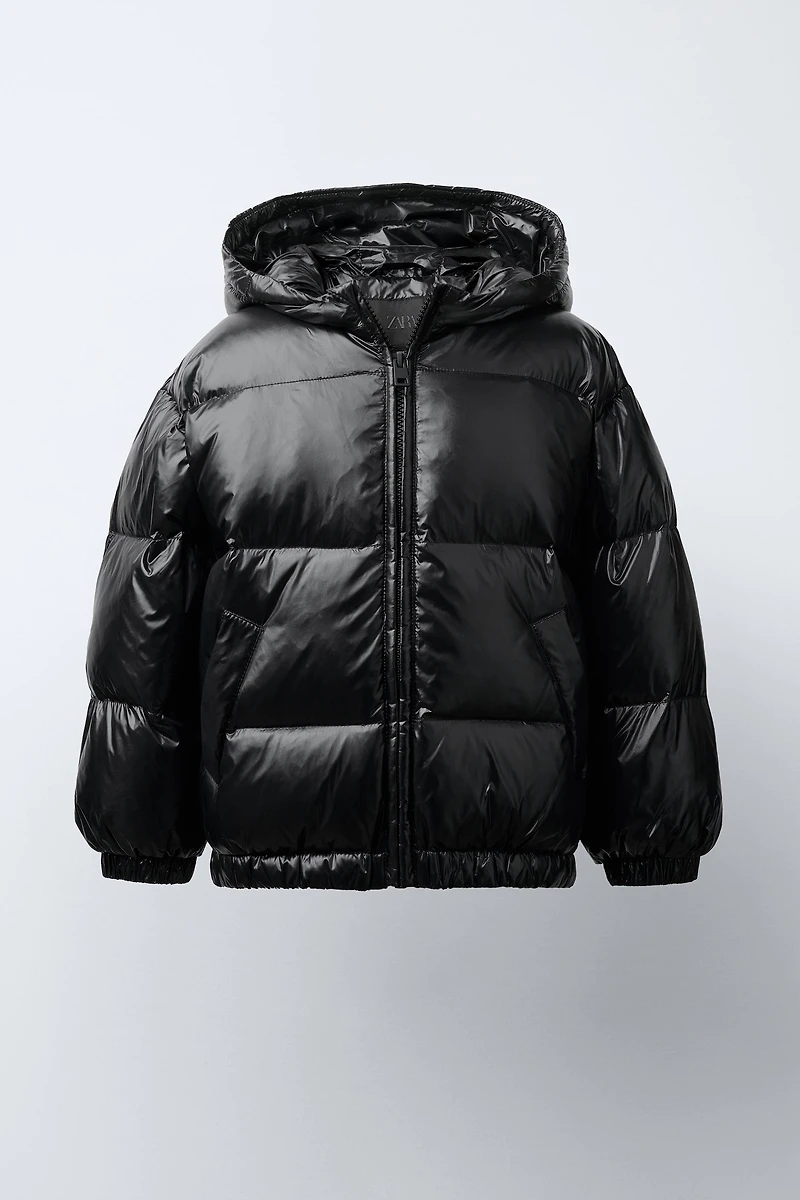 DOWN PUFFER COAT WITH HOODIE, WATER REPELLENT