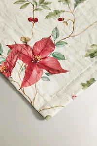 NAPPE COTON JACQUARD FLEURS NOËL