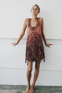 LIMITED EDITION BEADED TIE-DYE PRINTED DRESS