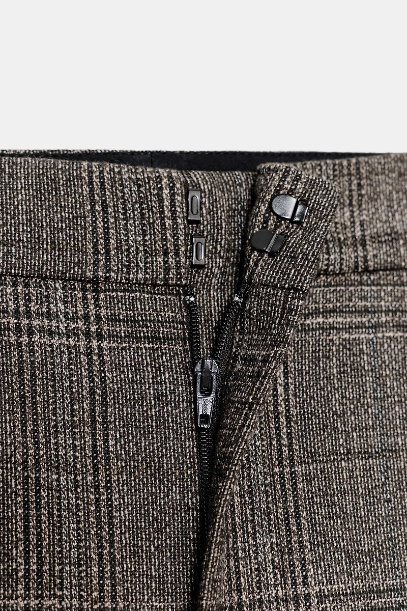 PANTALON BALLOON À CARREAUX AVEC LAINE ZW COLLECTION