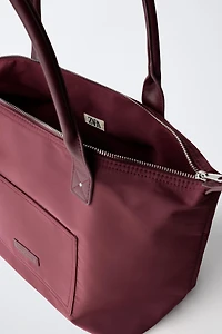 NYLON SHOPPER BAG WITH TEDDY BEAR CHARM