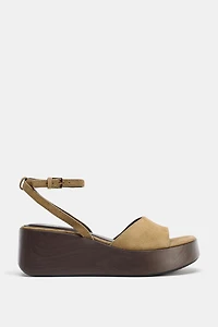 SPLIT LEATHER PLATFORM SANDALS