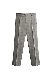 PANTALON DE COSTUME À CARREAUX ET PLIS EN LAINE