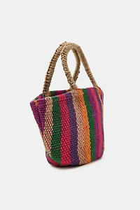 OVAL JUTE STRIPED MINI BAG