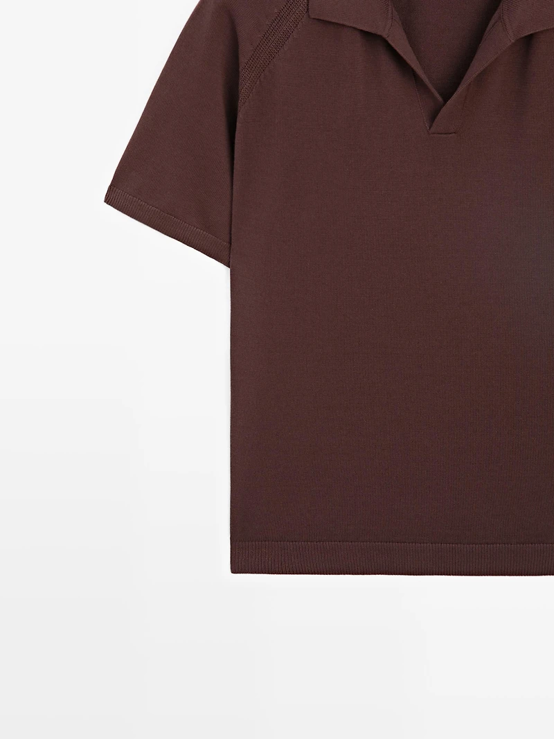 Short sleeve cotton knit polo shirt