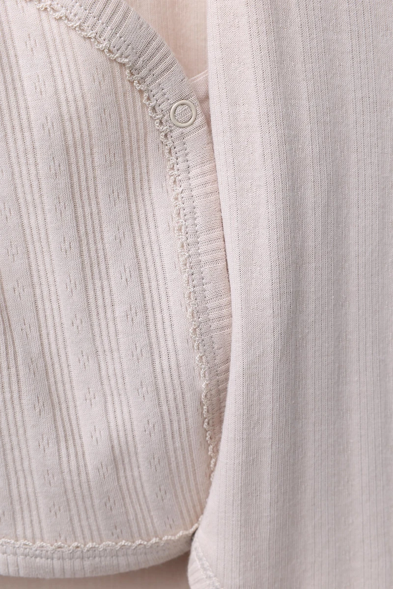0-6 MONTHS/ THREE-PACK OF LONG-SLEEVE BODYSUITS KIMONO COLLAR
