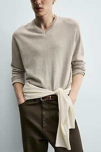 PULL BOUTONNÉ EN MÉLANGE DE COTON