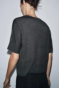SHORT SLEEVE KNIT WOOL TOP