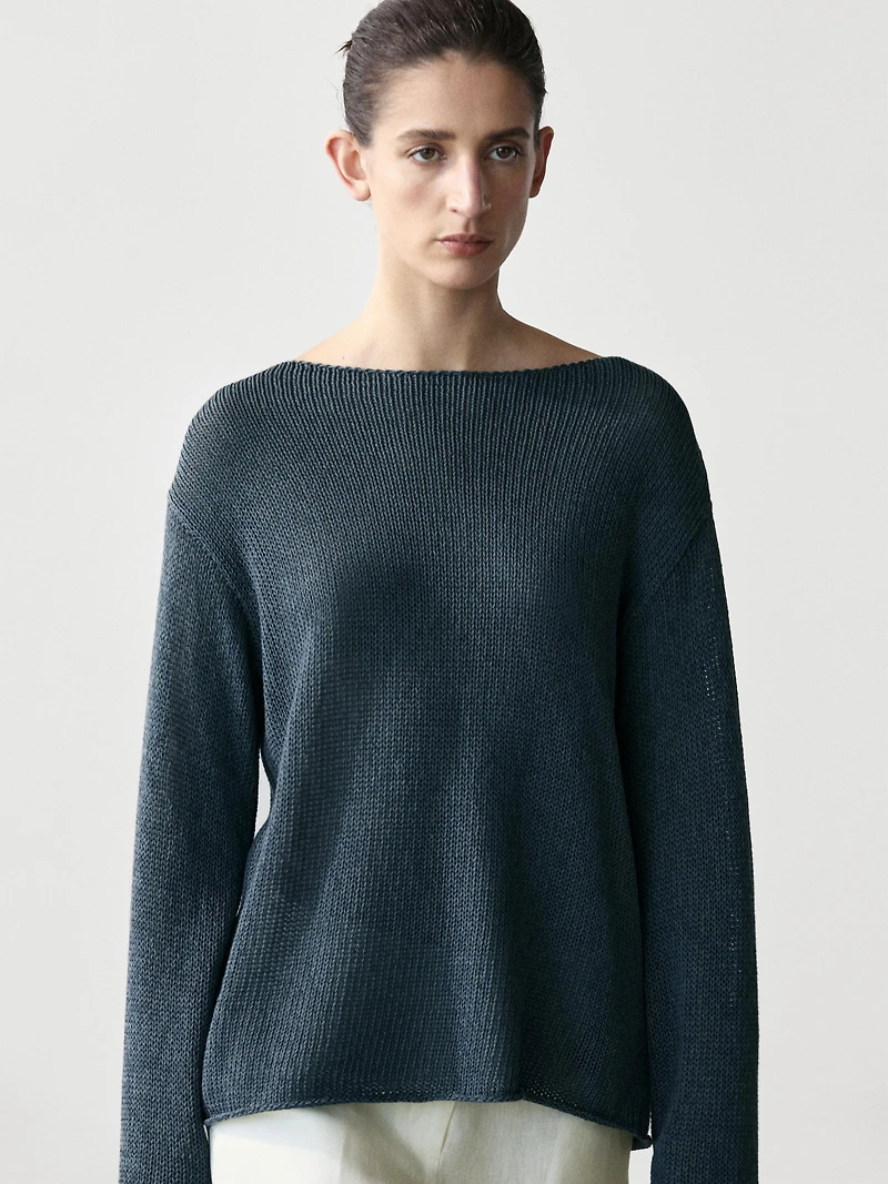 Pull en maille ajourée coton mélangé