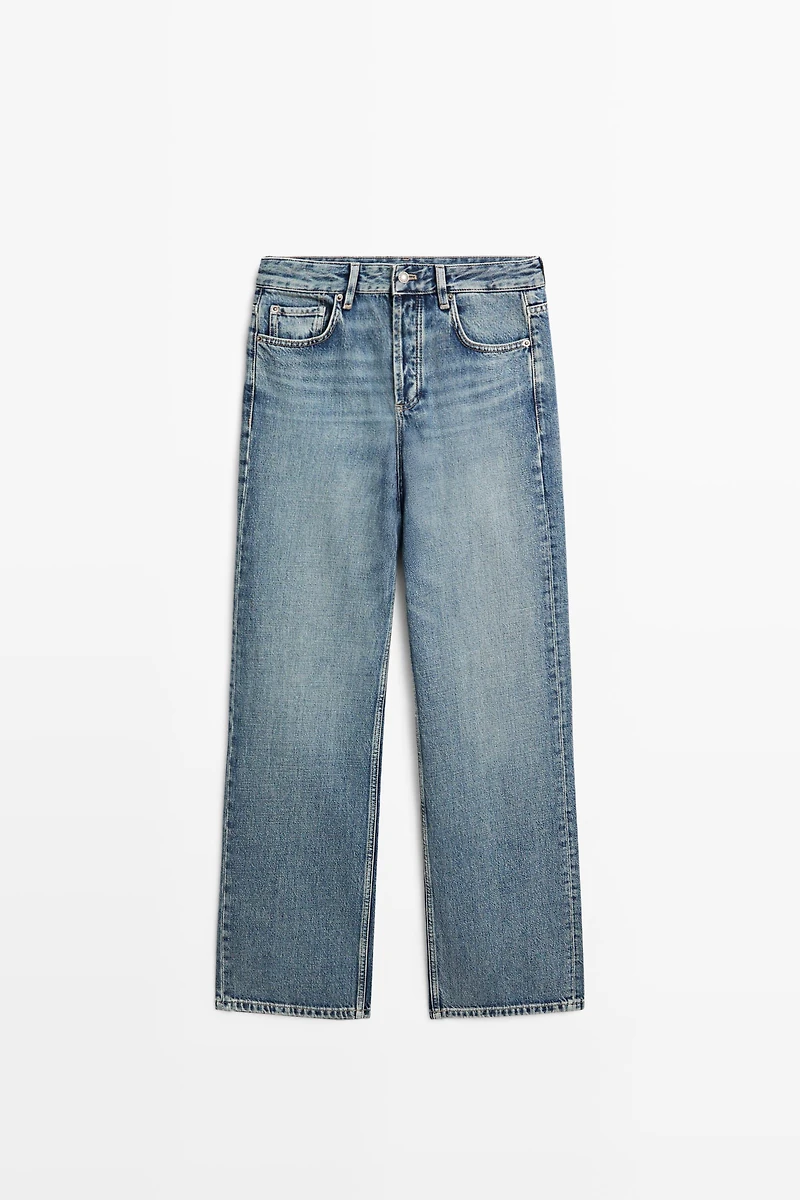 Jean wide leg taille moyenne