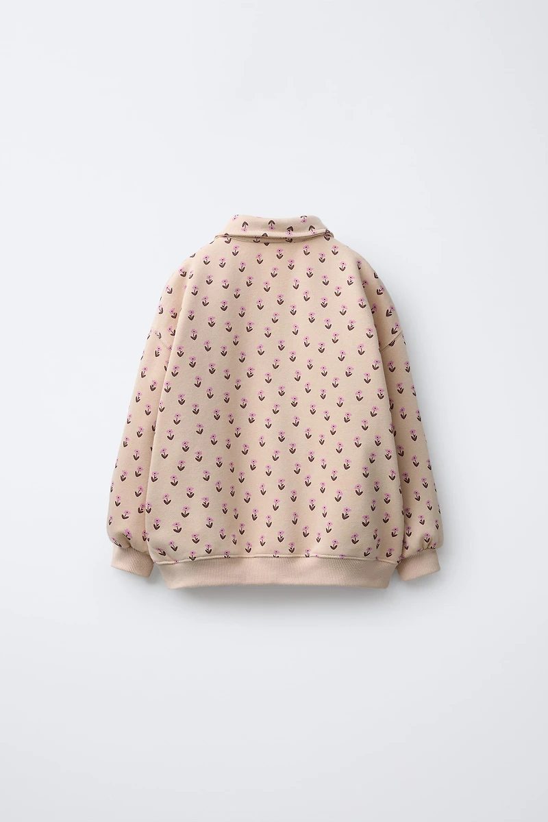 FLORAL POLO SWEATSHIRT