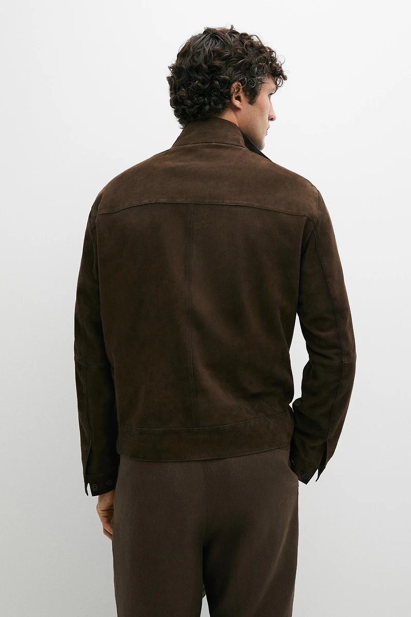 Veste en cuir finition daim