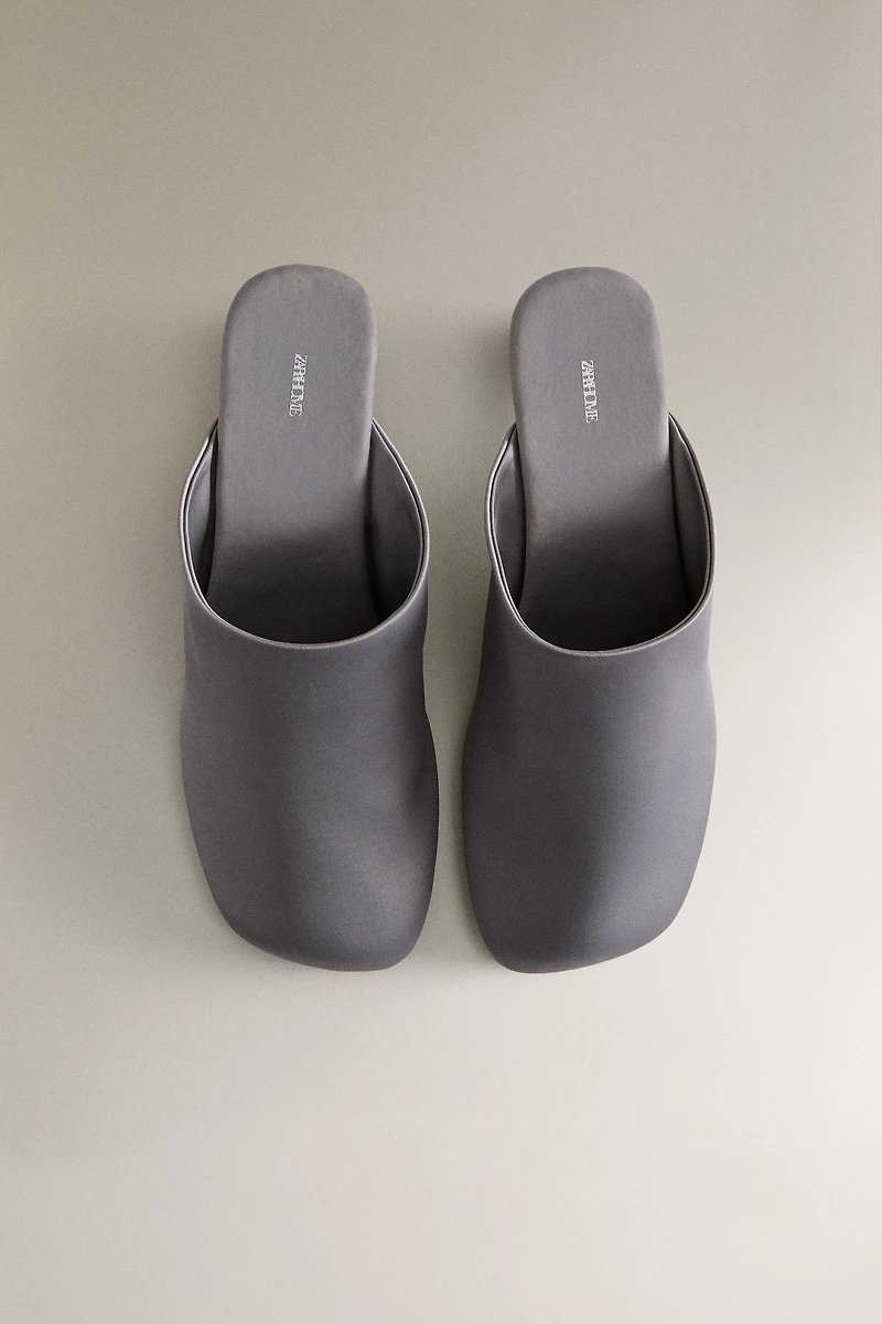 SATEEN HEELED MULES