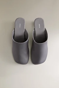 SATEEN HEELED MULES