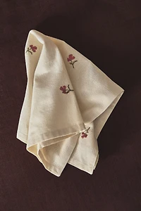 SET OF FLORAL EMBROIDERED NAPKINS (SET OF 2)