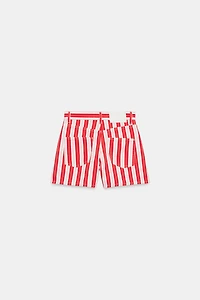 STRIPED MOM FIT SHORTS
