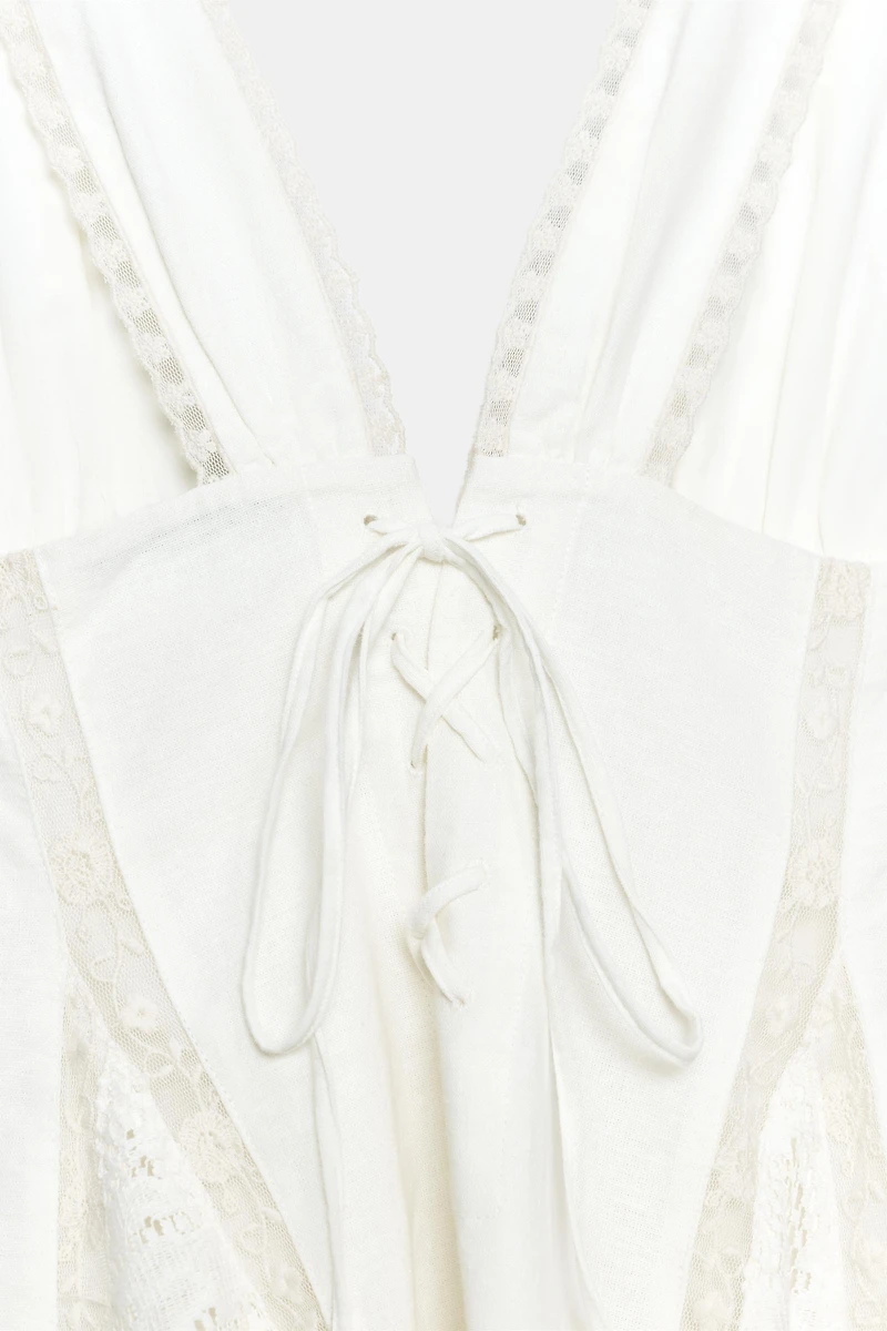 LACE GODET MINI DRESS