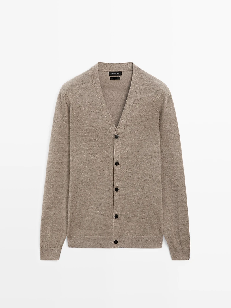 Cardigan en maille de lin à boutons