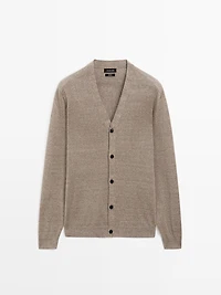 Cardigan en maille de lin à boutons