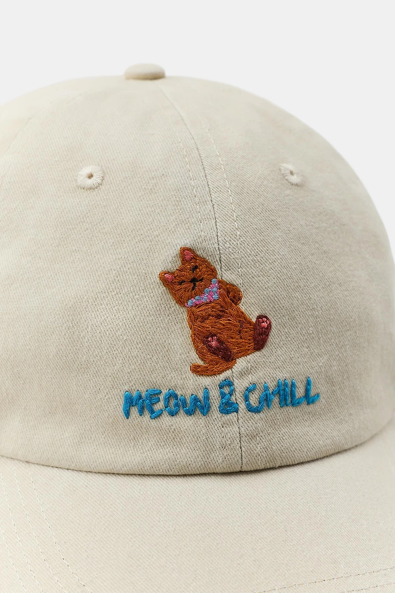 CASQUETTE SERGÉ BRODERIES CHAT
