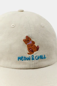 CASQUETTE SERGÉ BRODERIES CHAT