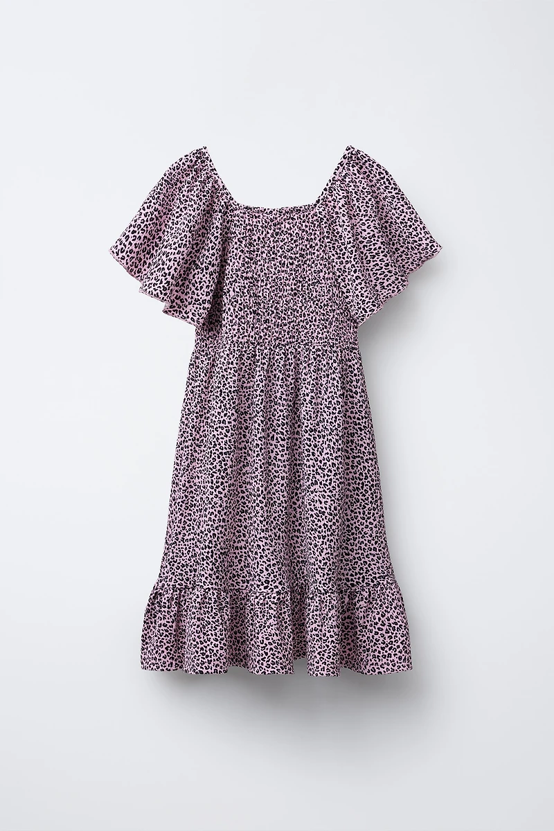 ANIMAL PRINT TEXTURED DRESS