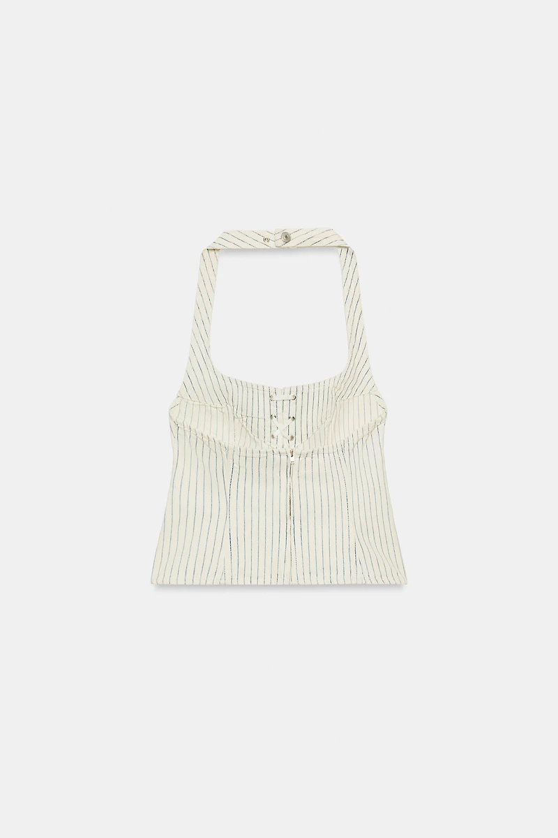 STRIPED HALTER TOP