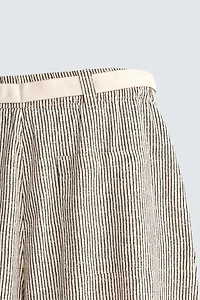STRIPED WIDE FIT BELTED PANTS