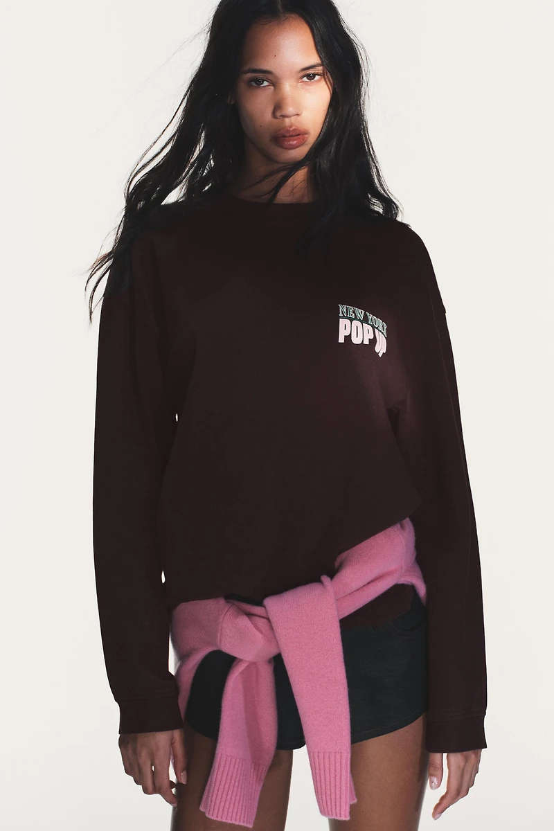 WASHED CONTRAST TEXT T-SHIRT