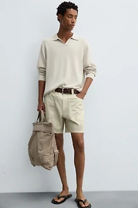 WASHED COTTON BERMUDA SHORTS
