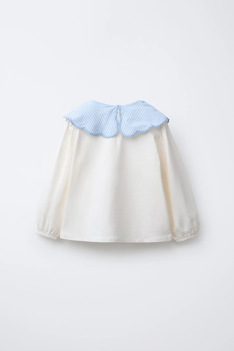 STRIPED COLLAR T-SHIRT