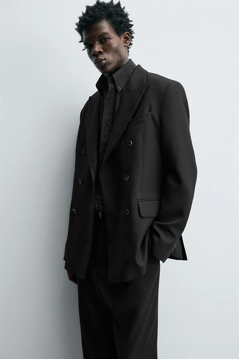 LIMITED EDITION WOOL BLEND DOUBLE BREASTED SUIT BLAZER