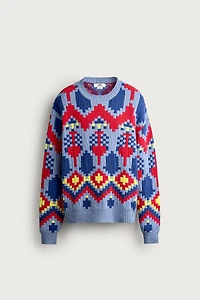 GEOMETRIC JACQUARD RELAXED FIT SWEATER