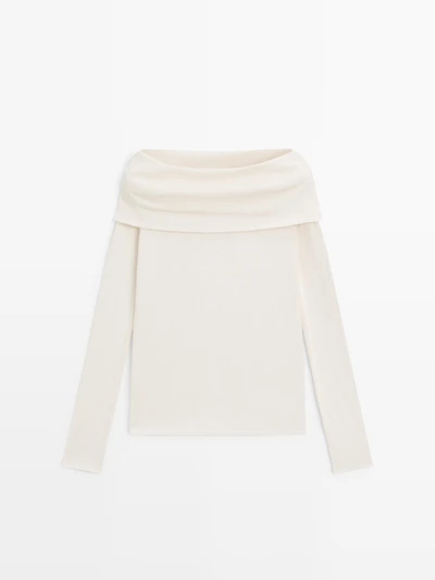 T-shirt col bustier en coton mélangé