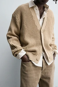 RIBBED TEXTURED CARDIGAN