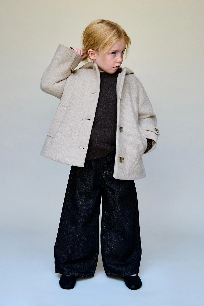 DUFFLE-COAT À CAPUCHE EN MANTECO ® AVEC LAINE