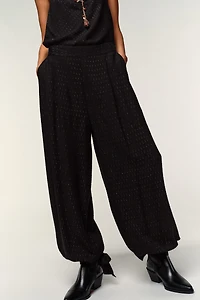 METALLIC THREAD BALLOON PANTS