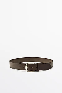 Nappa leather belt with arched buckle