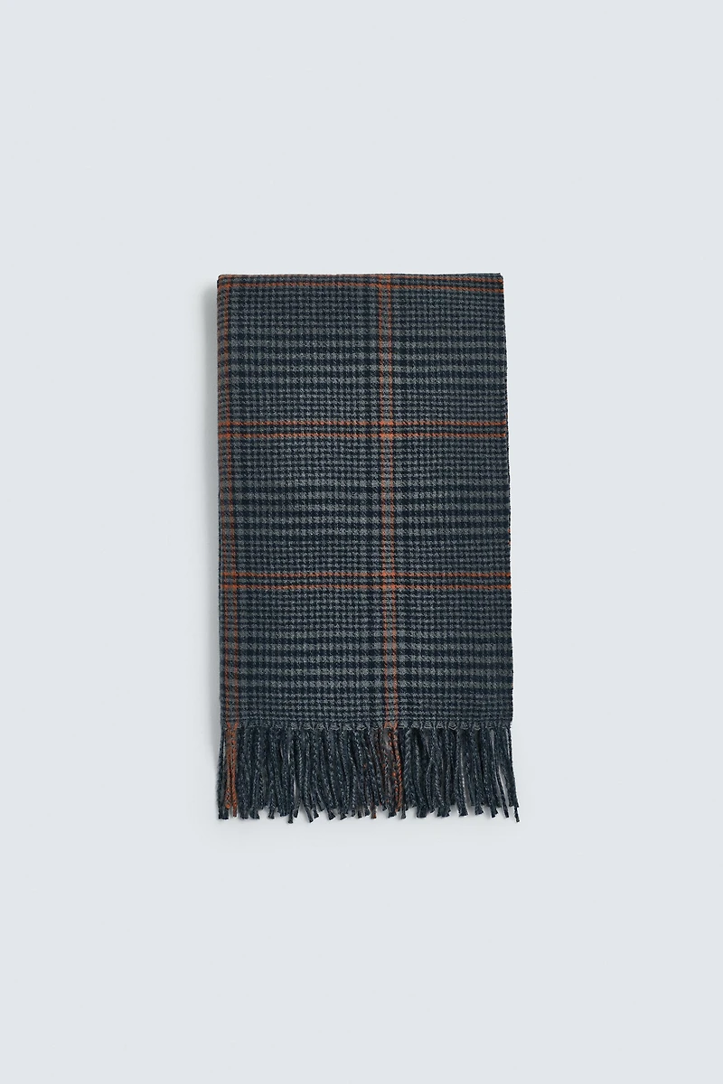 FRINGED PLAID SCARF