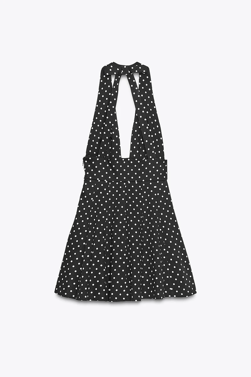 ROBE COURTE HALTER À POIS
