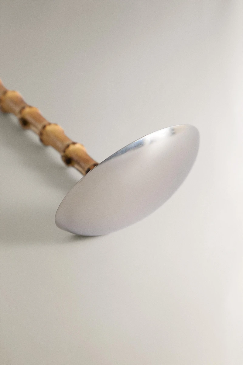 STEEL AND BAMBOO SERVING SPOON